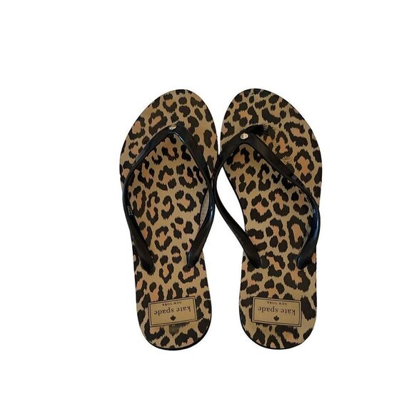 Kate Spade Womens Brown Black Animal Print Slippers Flip Flops Sandals Size 8 - Picture 6 of 8
